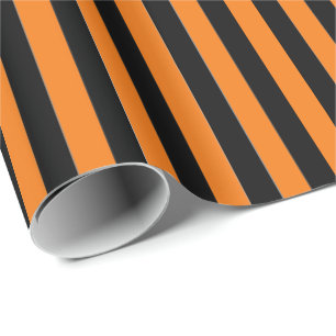 Papier Cadeau Papier à envelopper - Bandes noires et orange