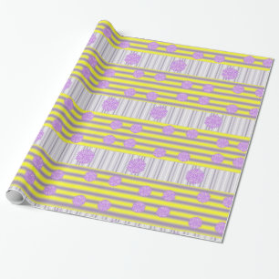 Papier Cadeau Papier à envelopper brillant, bande violet jaune