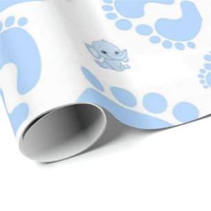 Papier Cadeau Papier à envelopper brillant Bleu Pieds bébé Garço