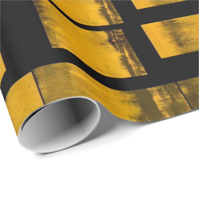 Papier Cadeau Papier à envelopper brillant Brûlé jaune (Coin rond)