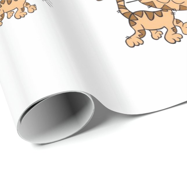 Papier Cadeau Papier à envelopper brillant Chat Parapluies rouge (Coin rond)