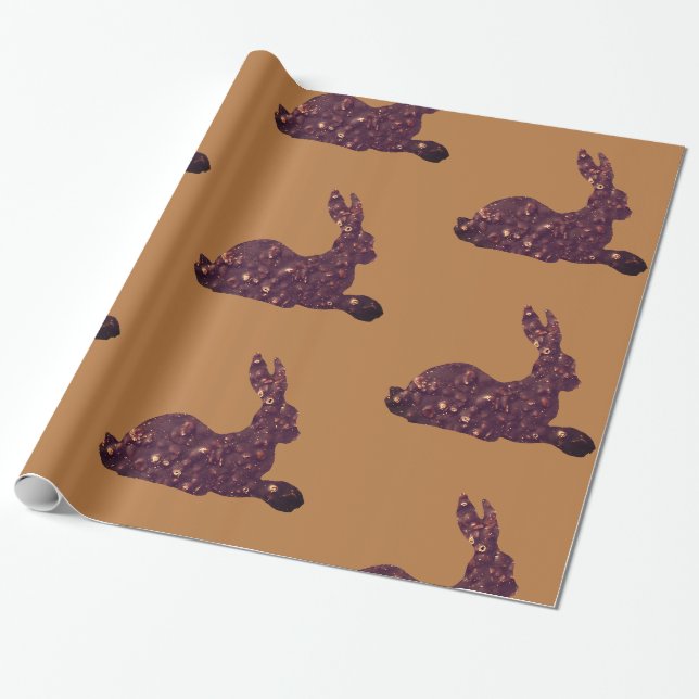 Papier Cadeau Papier à envelopper brillant, lapin au chocolat (Déroulé)