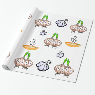Papier Cadeau Papier à envelopper brillant Oignons Ail Soupe Che