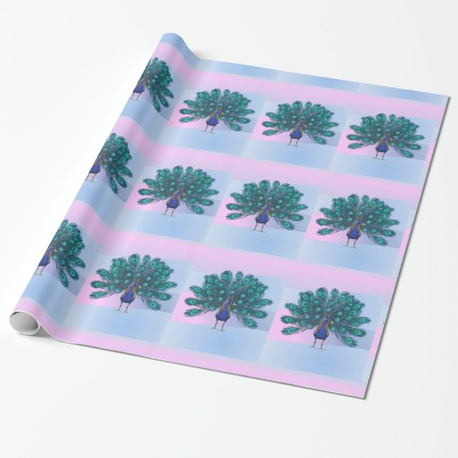 Papier Cadeau Papier à envelopper brillant, Peacock (Déroulé)