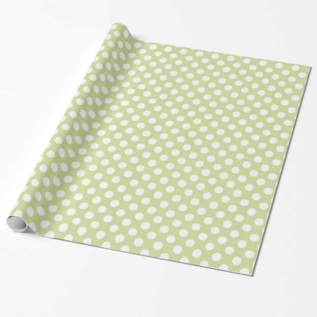 Papier Cadeau Papier à envelopper brillant, Polk beige un point  (Déroulé)