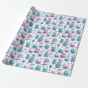 Papier Cadeau Papier à envelopper - Chats à fierté transgenre 1