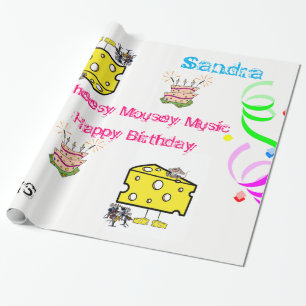 Papier Cadeau Papier à envelopper Cheesy Mouse Musique Joyeux an