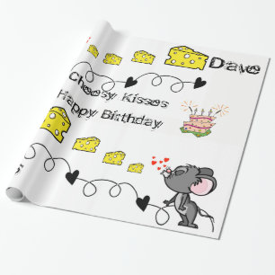 Papier Cadeau Papier à envelopper Cheesy Mousey Baisers Joyeux a