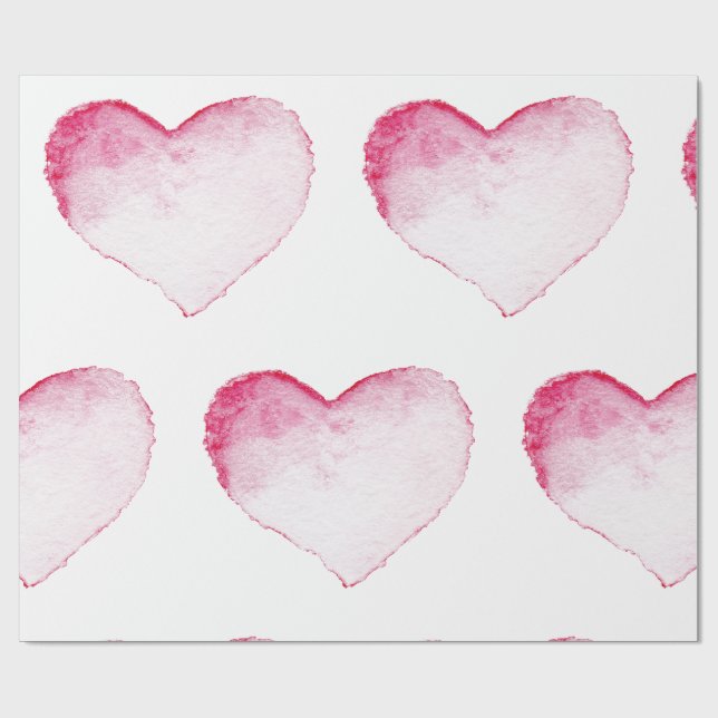 Papier Cadeau Papier à envelopper COEUR D'EAU ROSE (Plat)