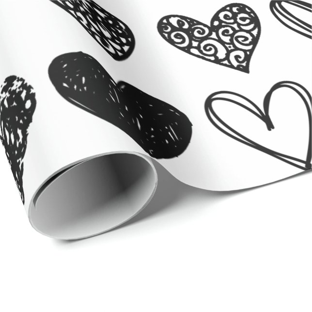 Papier Cadeau Papier à envelopper - Coeurs à motifs multiples (Coin rond)