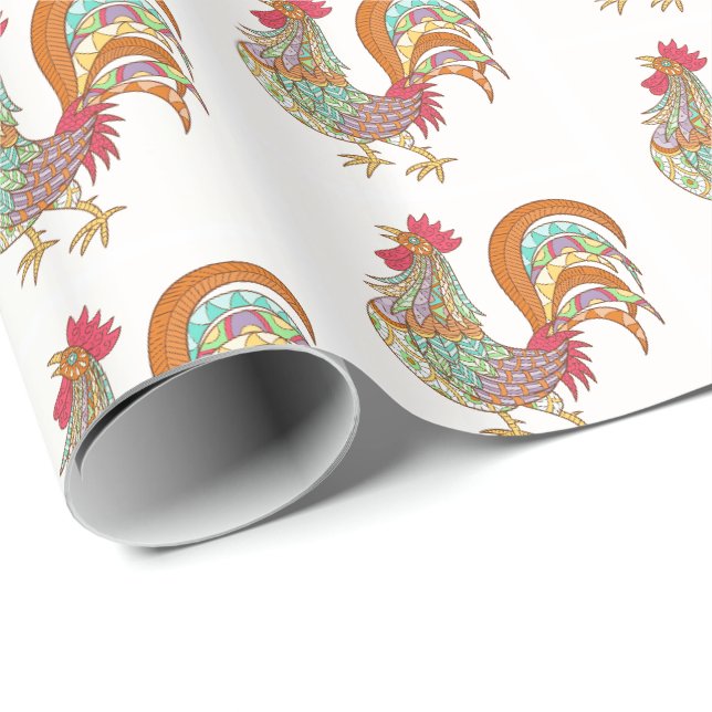 Papier Cadeau Papier à envelopper Couleur du poulet à la coq (Coin rond)