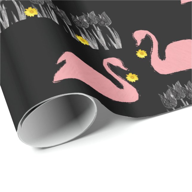Papier Cadeau Papier à envelopper Cygnes (Coin rond)