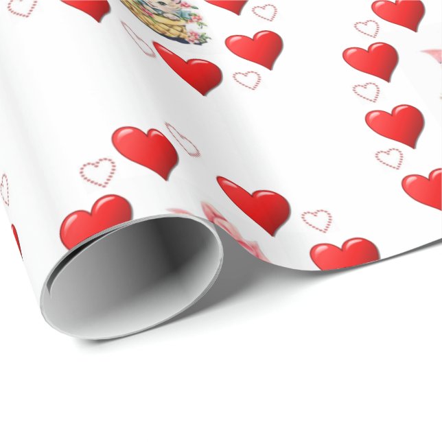 Papier Cadeau Papier à envelopper de la Saint-Valentin Chaton Vi (Coin rond)