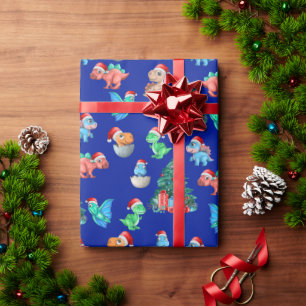 Papier Cadeau Papier à envelopper de Noël Dinosaure Enfants mign