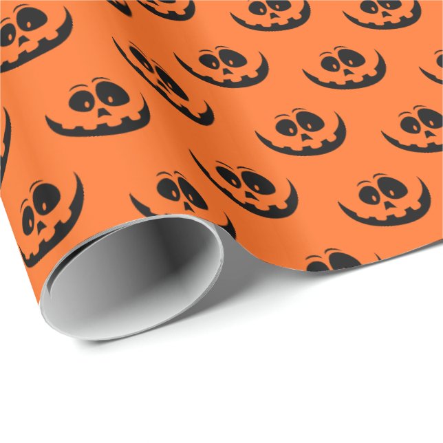 Papier Cadeau Papier à envelopper - Face Citrouille d'Halloween (Coin rond)