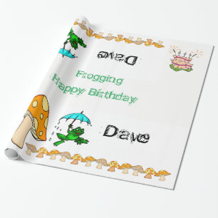 Papier Cadeau Papier à envelopper Frogging Champignons Joyeux an