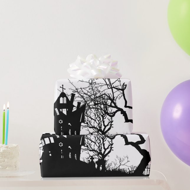 Papier Cadeau Papier à envelopper HALLOWEEN GRAPHIQUE HAUNTED HO (Cadeaux de fête)