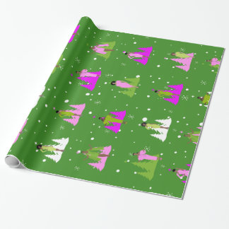 Papier Cadeau Papier à envelopper inspiré par AKA | Rose et vert