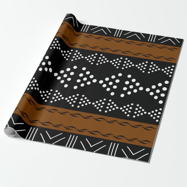Papier Cadeau Papier à envelopper inspiré Regal African Mudcloth (Déroulé)