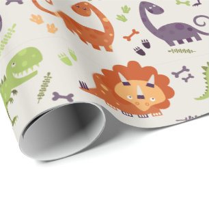 Papier Cadeau Papier à envelopper - Les enfants aiment Dinosaure