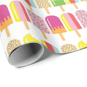 Papier Cadeau Papier à envelopper - Lollies de glace rose, verte