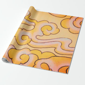 Papier Cadeau Papier à envelopper MOTIF JAPONAIS NUAGE EN ORANGE