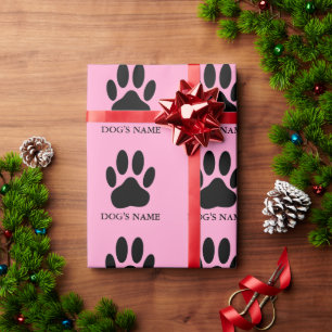 Papier Cadeau Papier à envelopper noir et rose pour chien