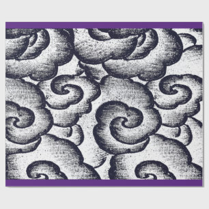 Papier Cadeau Papier à envelopper NUAGES JAPONAIS PURPLE TRIM