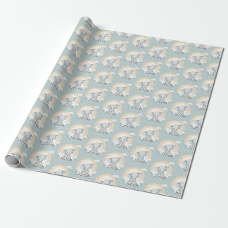 Papier Cadeau Papier à envelopper personnalisable Baby Boy Eleph