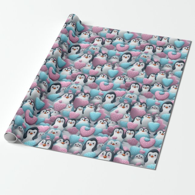 Papier Cadeau Papier à envelopper - Pingouins à fierté transgenr (Déroulé)
