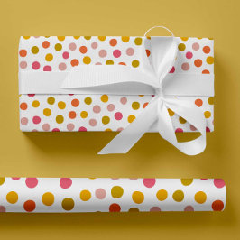 Papier Cadeau Papier à envelopper pois jaune, rose et vert