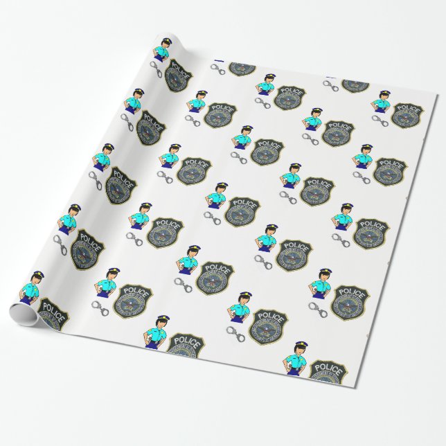 Papier Cadeau Papier à envelopper Police Femme (Déroulé)