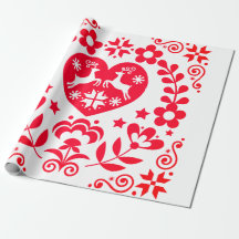 Papier à envelopper RED SCANDINAVIAN NOËL DESIGN