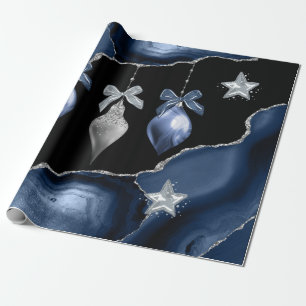 Papier Cadeau Papier à envelopper rouleaux de Noël bleu/argent