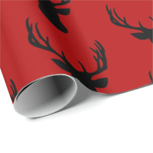 Papier Cadeau Papier à envelopper - Tête de cerf rouge et noir