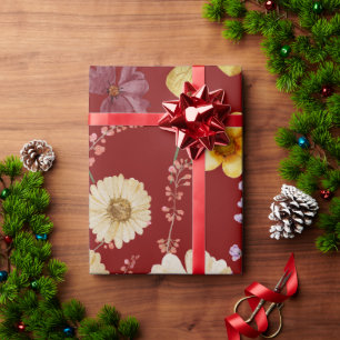 Papier Cadeau Papier à Fleur sauvage rustique Bourgogne