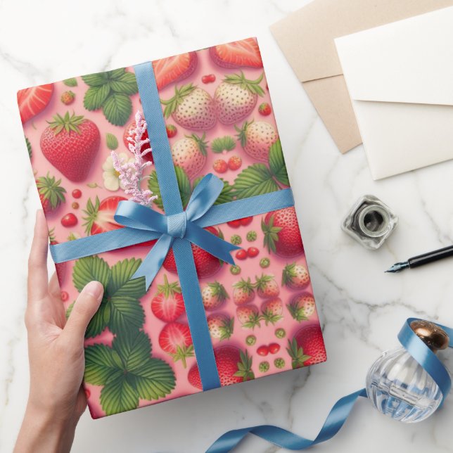 Papier Cadeau Papier à fraise (Cadeaux)