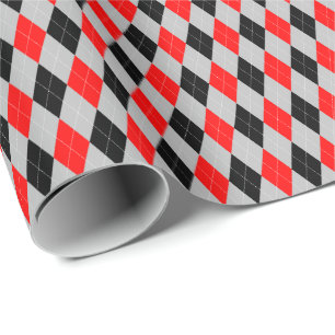 Papier Cadeau Papier à Jacquard rouge, noir et gris