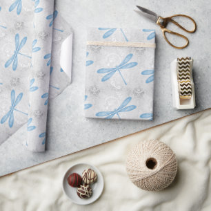 Papier Cadeau Papier à Mariage de dragonfly bleu