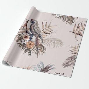 Papier Cadeau Papier à Motif de perroquet rose clair