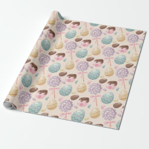 Papier Cadeau Papier à Motif d'oeuf de bonbon de Pâques
