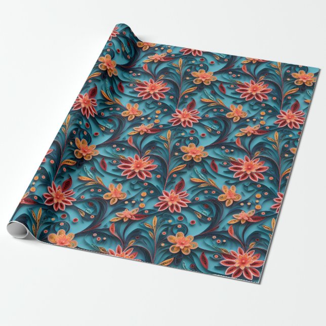 Papier Cadeau Papier à papier floral motif sans joint (Déroulé)