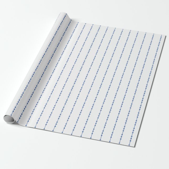 Papier Cadeau Papier à rayures à pointes blanc et bleu (Déroulé)