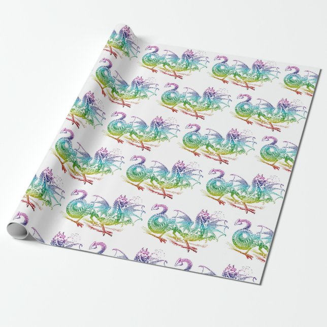 Papier Cadeau Papier à thème Motif Dragon magique (Déroulé)
