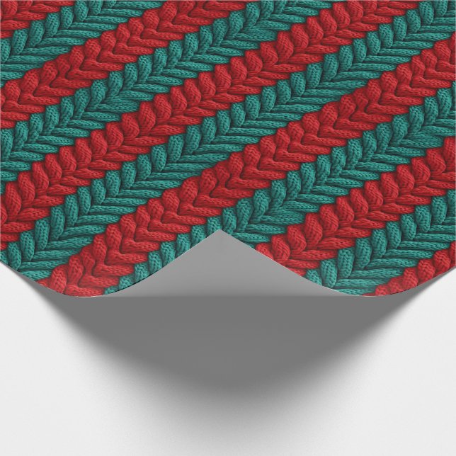 Papier Cadeau Papier à Tricot chaud vert et rouge de Noël (Coin)