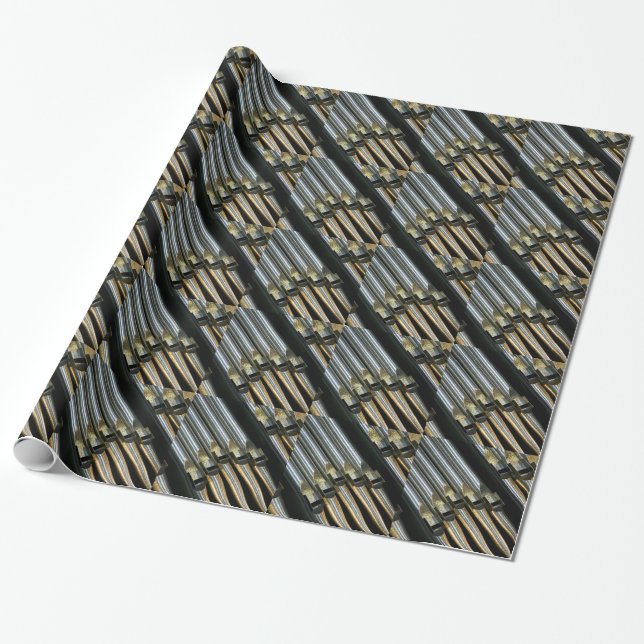 Papier Cadeau Papier argenté de tuyaux d'organe (Déroulé)
