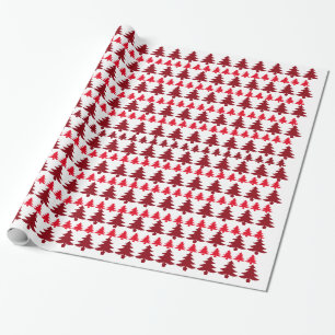 Papier Cadeau Papier blanc et rouge à enveloppement d'arbre de N