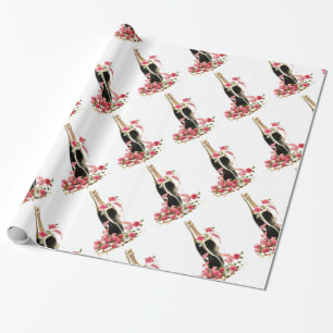 Papier Cadeau Papier blanc Rose et champagne
