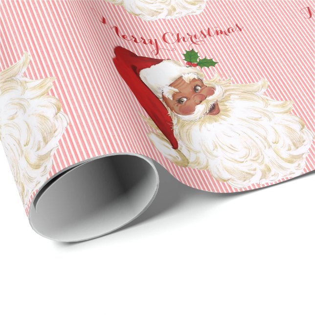 Papier Cadeau Papier blanc rouge noir du Père Noël (Coin rond)