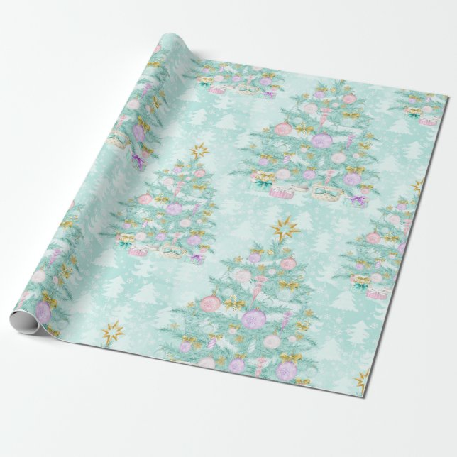 Papier Cadeau Papier bleu turquoise d'enveloppe de cadeau (Déroulé)